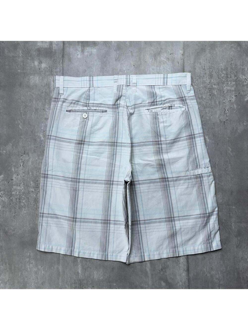 Y2K White Burnside Grunge Plaid Baggy Skater Shorts